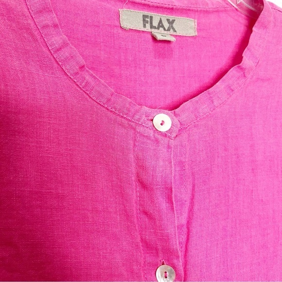 Flax 100% Linen Button Up Shell Button Top Lagenlook P 4-6 - Picture 4 of 10